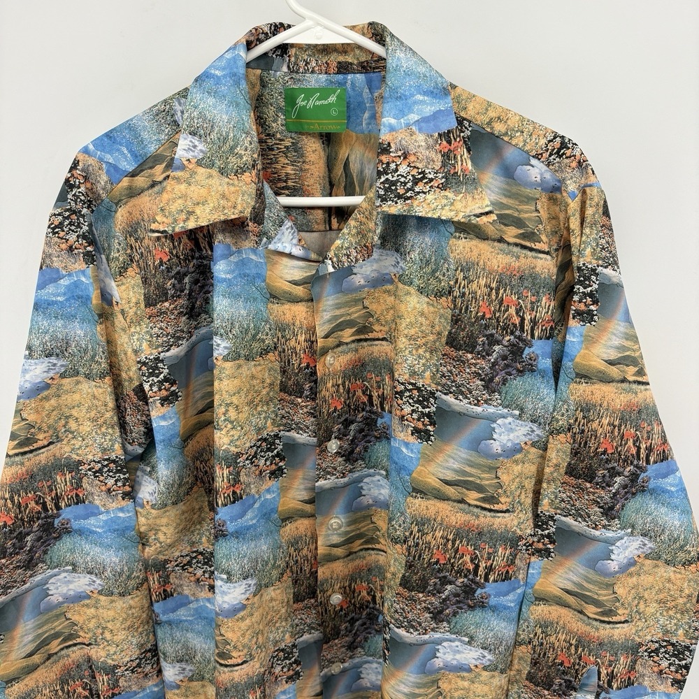 Vintage Joe Marlin Arrow L Shirt Scenic Hawaiian Aloha Polly Blend Mens L